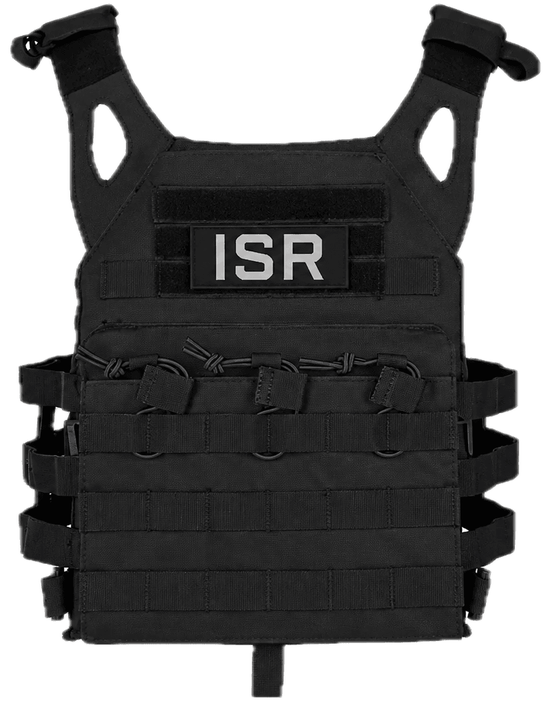 Chaleco porta-placas negro con parche ISR